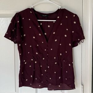 Madewell Star Print Silk Blouse